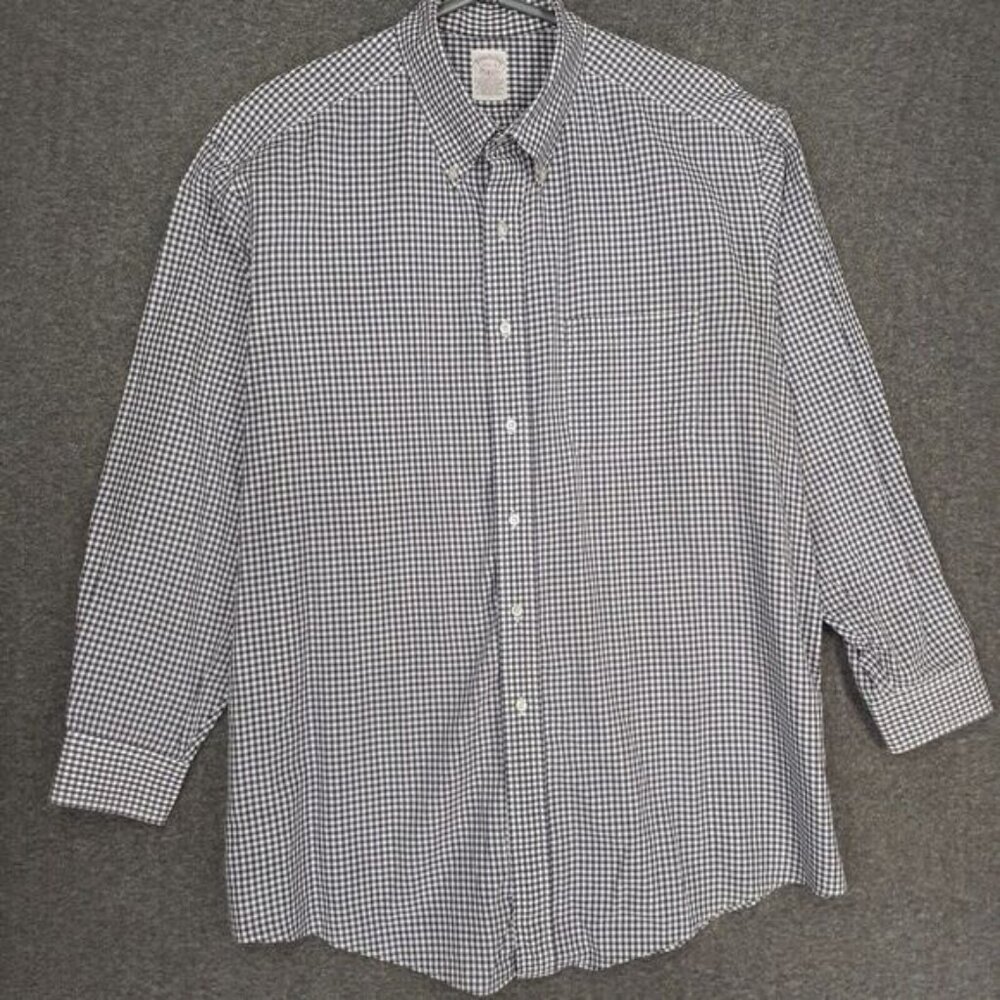 Vintage Brooks Brothers Button up Shirt Mens 17.5-33 XL gingham Made in‎ USA